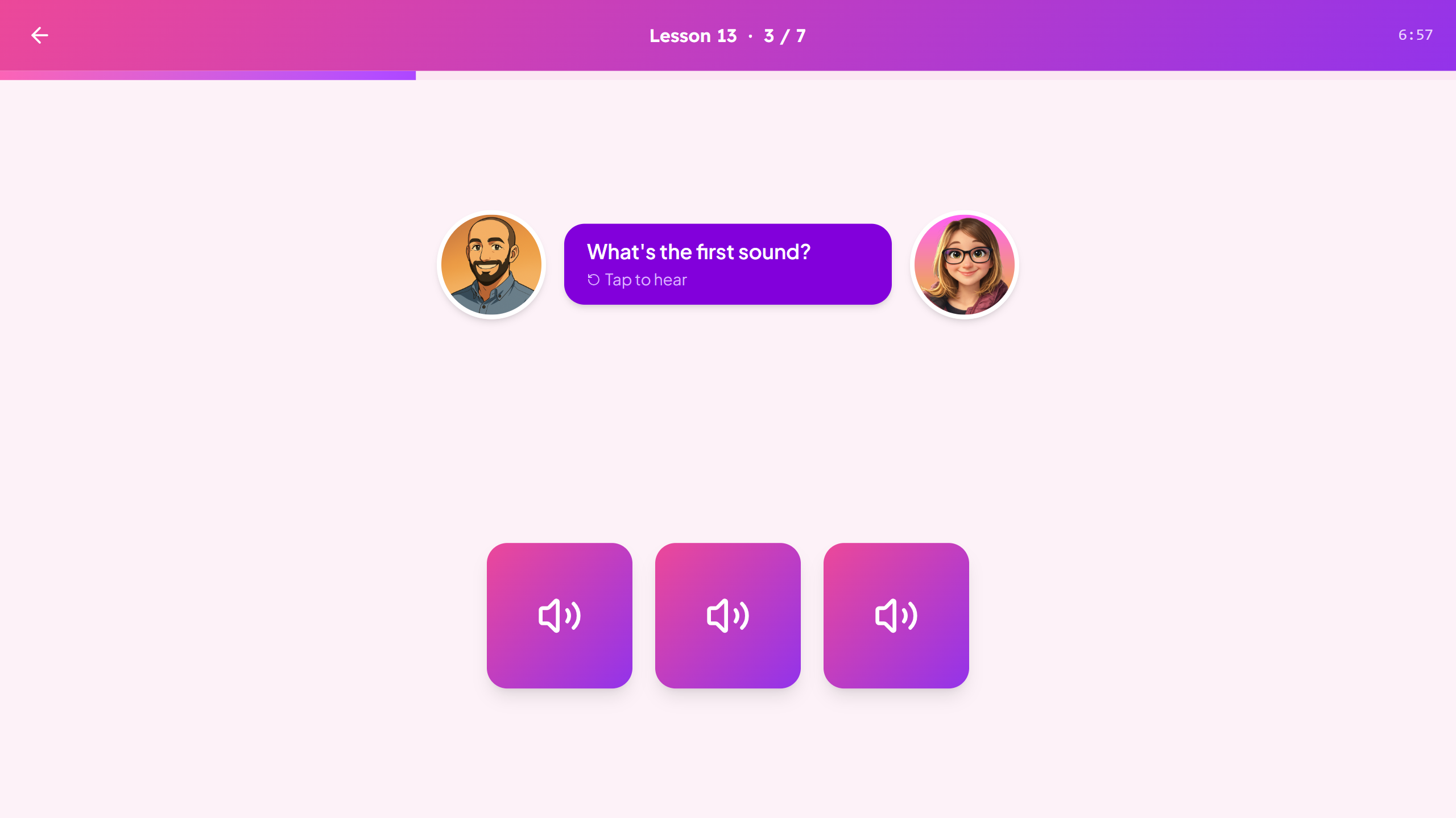 Phonics exercise screen variant