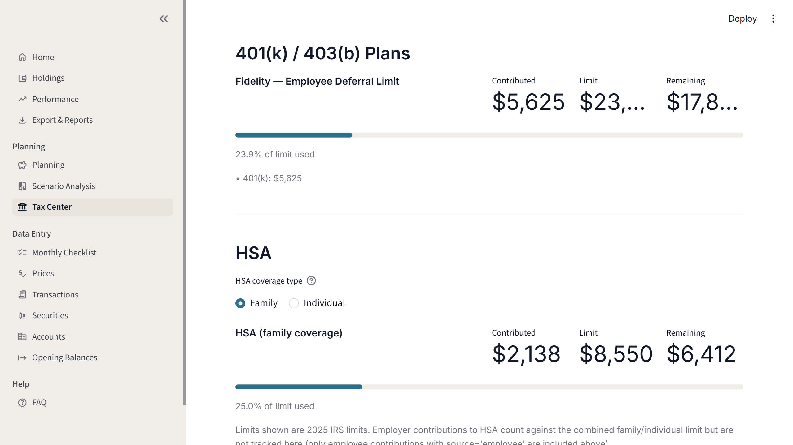 Contribution tracker